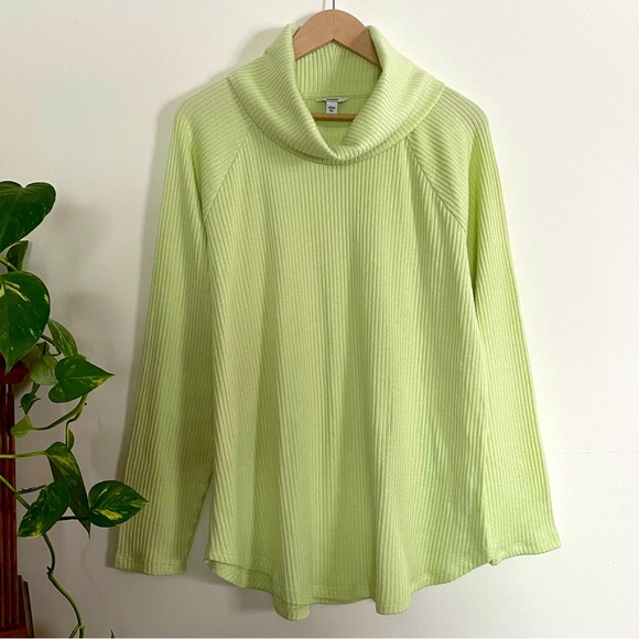 Sonoma Lime Green Soft Ribbed Cowl Neck Sweater Size XXL - Picture 1 of 9